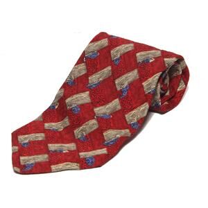 Robert Talbott Studio Red Abstract Print Hand Sewn Silk Tie 4" x 58" Made in USA